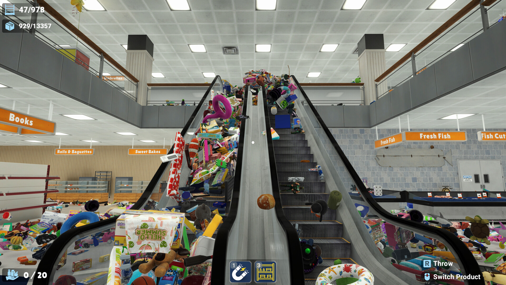 Megastore retail aisles and inventory sorting